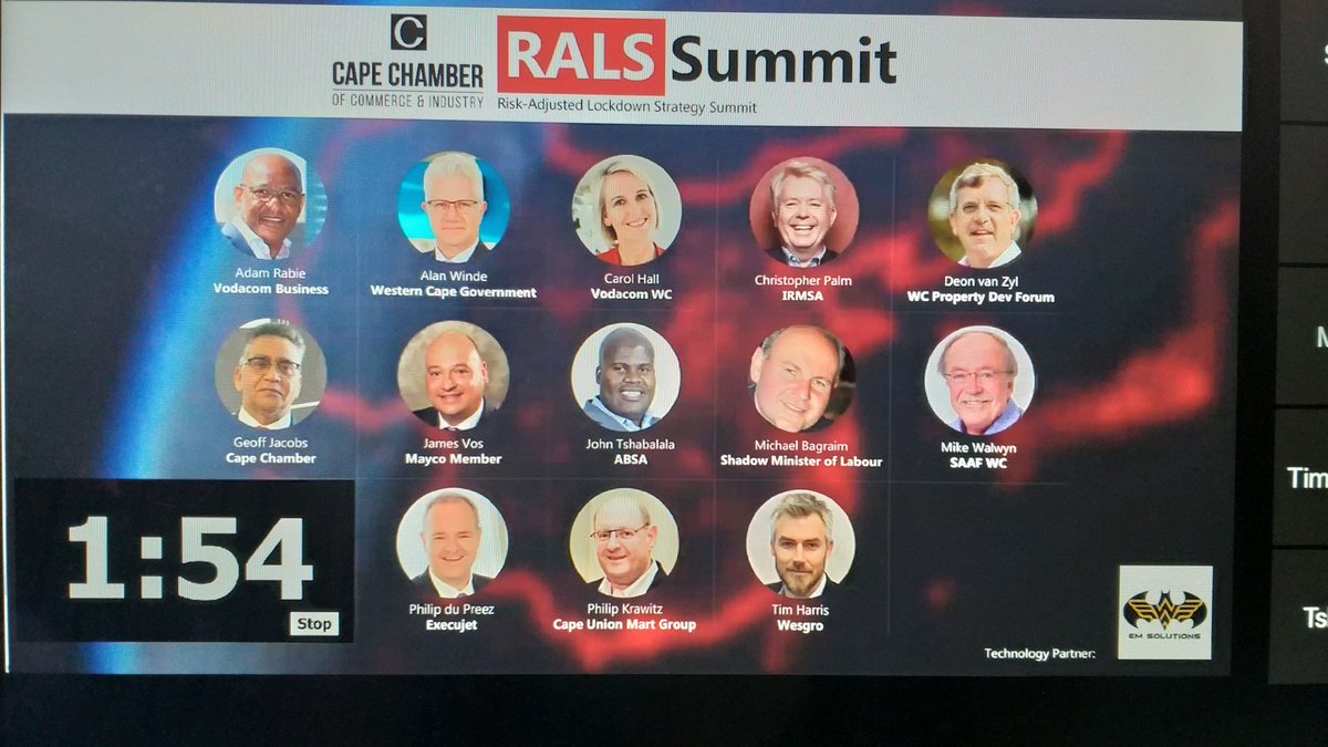 Thank  you <a href="/Cape_Chamber/">Chamber of Commerce</a> for expert advise, info and insight. #RALS2020 Summit.
Great talks  - <a href="/alanwinde/">Premier Alan Winde</a>, <a href="/timharris/">Tim Harris</a>, <a href="/VosJames/">James Vos</a>