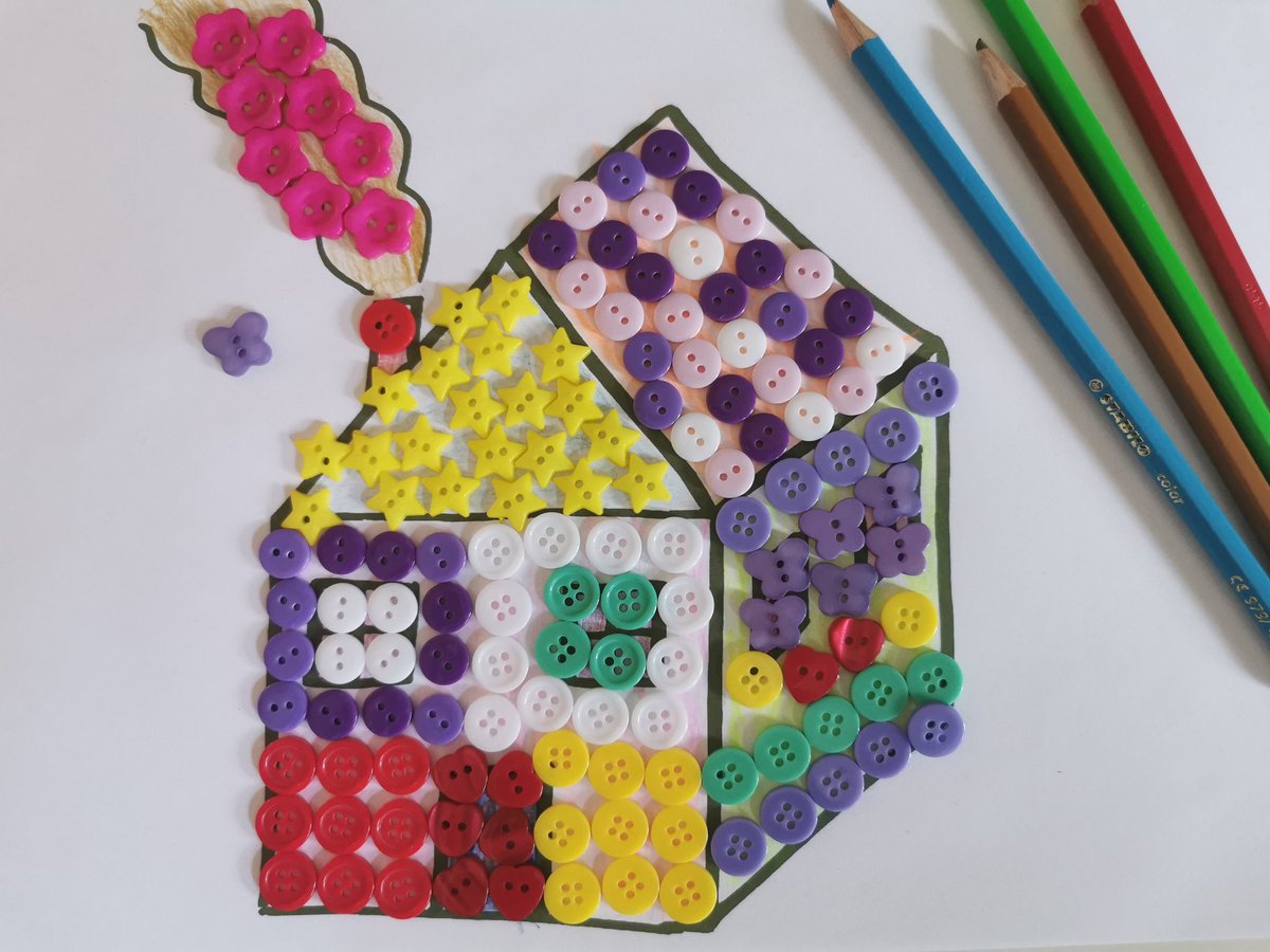 milimlkva's tweet photo. Using everyday objects to make a house 🏡😊 #homelearning #art #cereals #buttons @cashprimary https://t.co/q9UDs32PAK