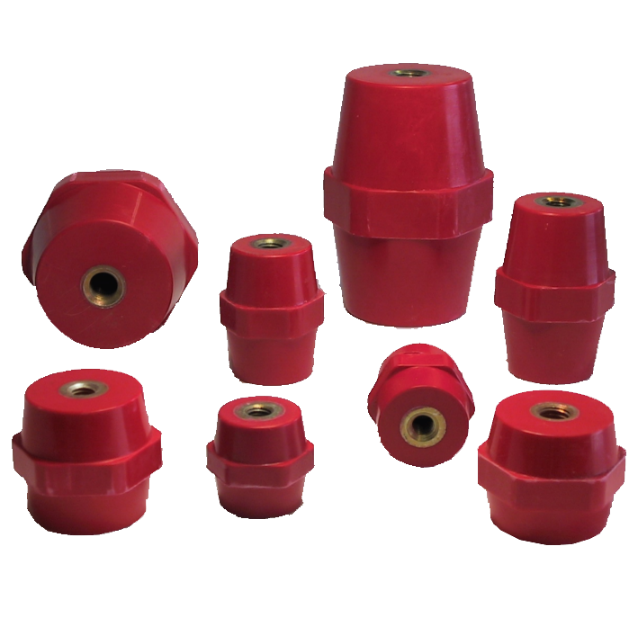 Busbar insulators made from fiberglass reinforced polycarbonate
with threaded metal inserts M (ISO) 12-100 mm halogen and silicone free
-40+130 °C  distortion temp under load C° > 200 fire proof V0 relevant standards ASTM-UL / ISO – IEC 60439 tvri.co.uk/instrumentatio…