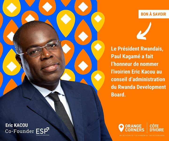 OrangeCornersCI's tweet photo. 🇨🇮 #OCBonASavoir
Dans l’objectif de reconstruire l’économie rwandaise, le Président Rwandais, @PaulKagame a fait l’honneur de nommer @eric_kacou au conseil d’administration du Rwanda Development Board.
Félicitations M. KACOU !
#OCcotedivoire #ESPartners ##Entrepreneur #Rwanda https://t.co/YNY48UwzKf