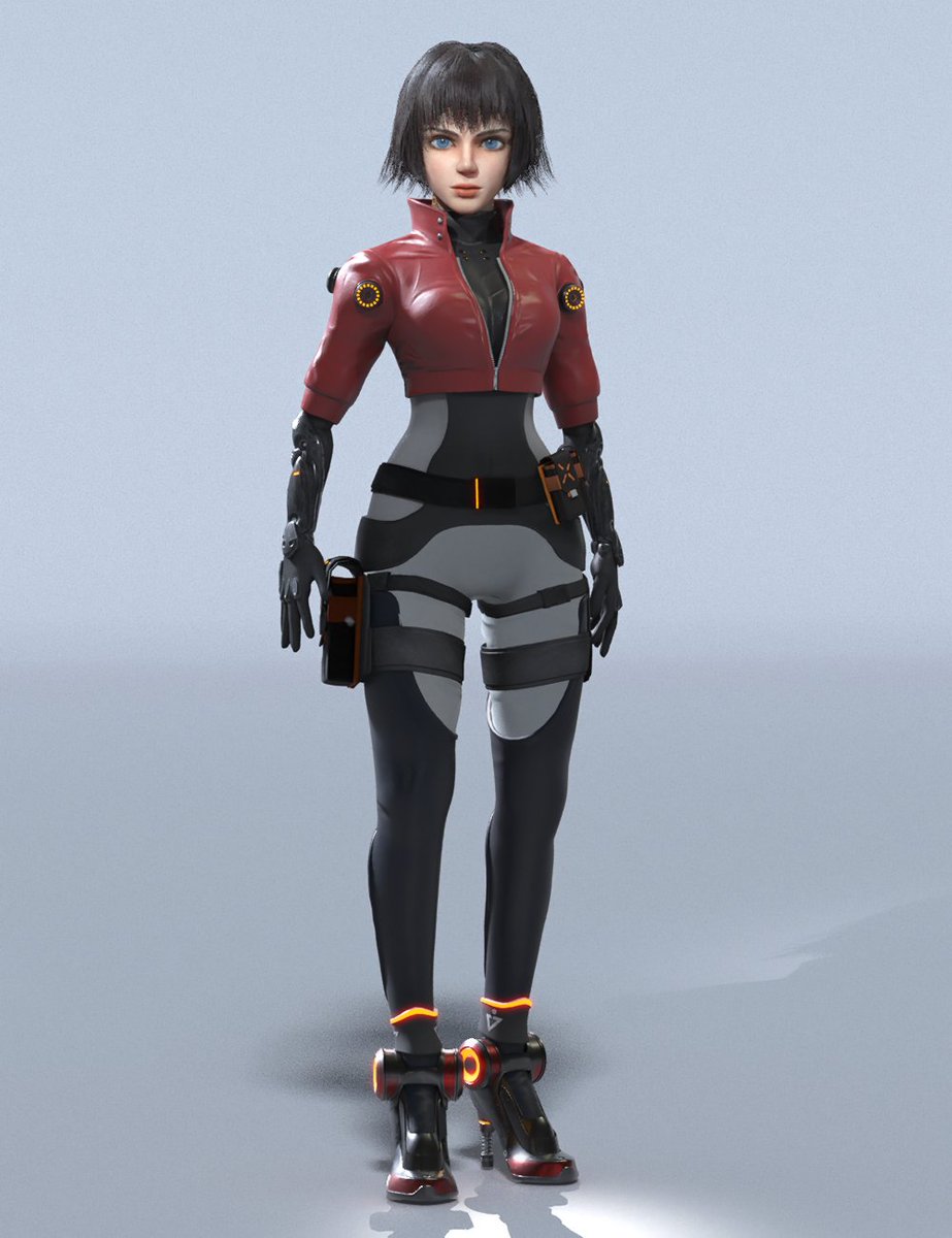 ろんま アンドロイドをテーマにキャラクターを作りました 一応ゲームモデルとして作ったのにポリゴン数が８万をオーバーしてしまった 3dcg Cg Substancepainter