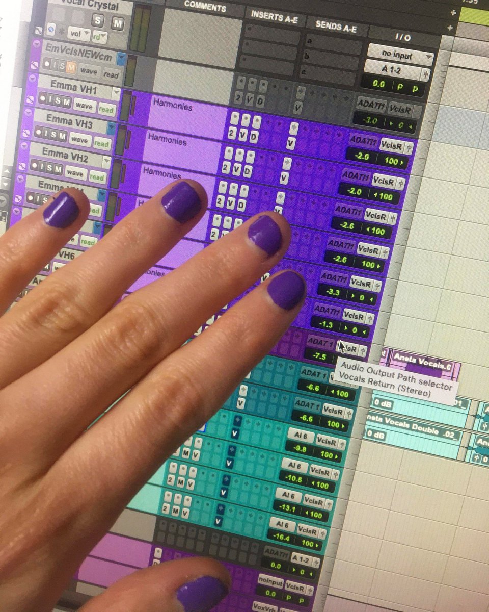 hexmazeband's tweet photo. When the nails match the music💅💯Our girl, the multi-talented @sophienicellison is currently mixing our new tracks💜Excited to share them with you!💜 https://t.co/ThPD0dgUn6