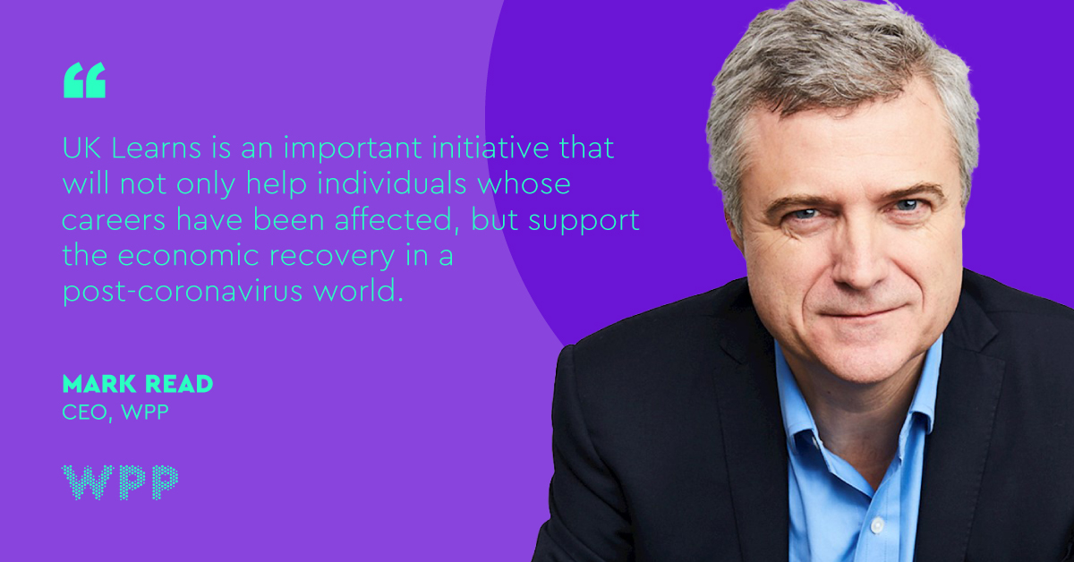 WPP's tweet photo. We are happy to support the launch of #UKLearns. The new online portal will offer UK workers up to ยฃ5million of free online courses to help kickstart new skills and career opportunities https://t.co/mPVIRogIO3 https://t.co/Ijf6NHliQr