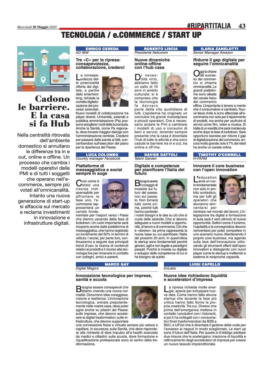 hfarmspa's tweet image. .@MilanoFinanza ripercorre alcuni degli spunti di #RipartItalia, la raccolta di idee sul futuro dell'economia italiana post Covid-19. 
Tra le riflessioni anche quella del nostro @TimothySeanOC, focalizzata su due delle nostre aree chiave: open innovation e formazione.
#farmers