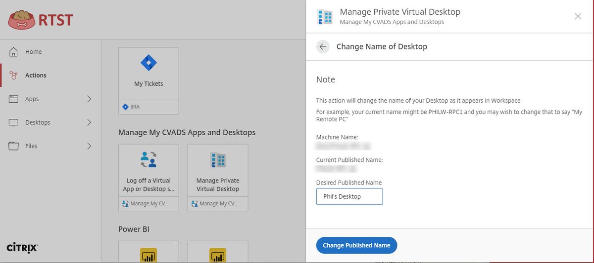 phil_wiffen's tweet photo. Getting a bit addicted now.

Just built a @citrix microapp that enables people to change their Remote PC name as it appears in Workspace 👊

Self-Service FTW! https://t.co/hXug4wpgem