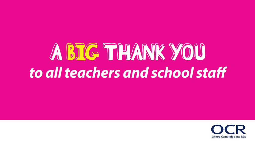 CambridgeOCR's tweet photo. Today is #ThankaTeacherDay! We’d like to say a BIG thank you to all teachers for continuing to inspire your students in school and at home through these challenging times. #HowWillYouSayThankyou https://t.co/QWrfj1BLkm