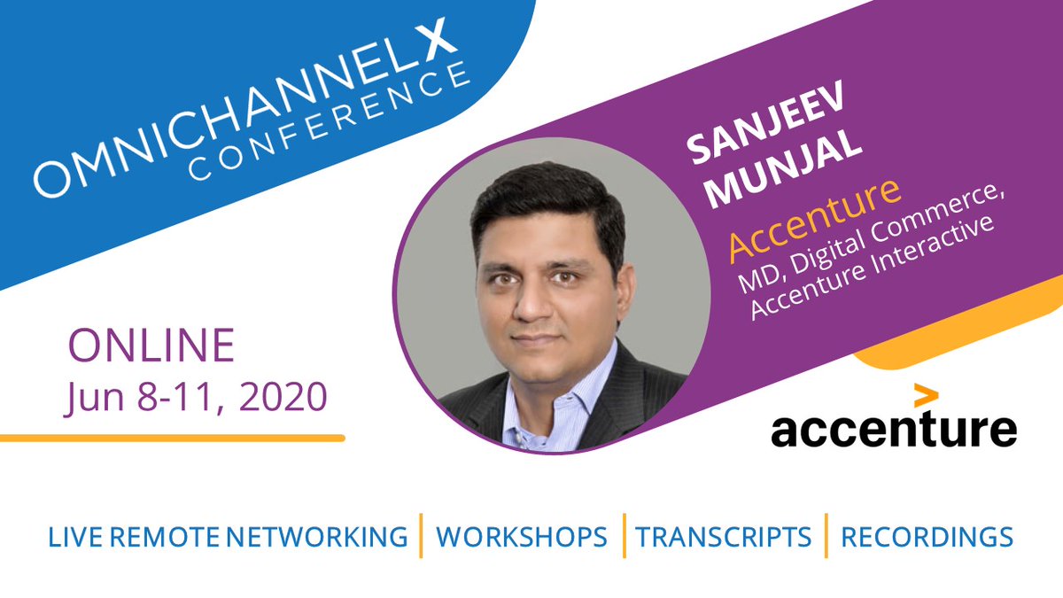 nozurbina's tweet photo. Sanjeev Munjal our feature speaker from @AccentureDigi will be delivering live 'Converting #omnichannel customer touch points to ongoing business stories' at @OmniXConf 2020 live &amp; online, this June 08-11. #digitalmarketing #contentstrategy #digitalmarketing https://t.co/O9KuHjMsP7