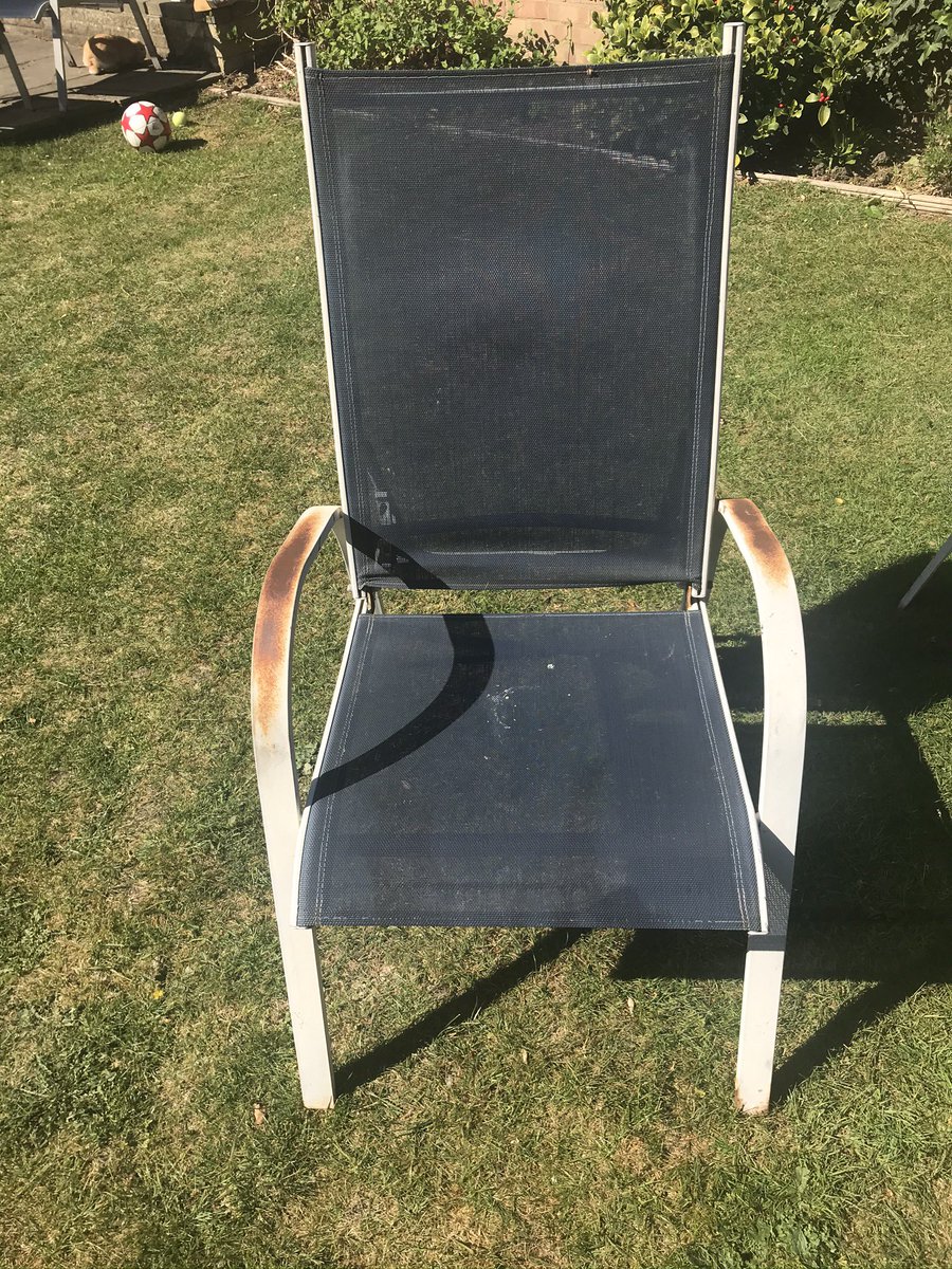 PeteGoyette's tweet photo. @weswellbeing Not exactly creative but Charlie has helped to up cycled our old garden chairs #Weswellbeing #houseolympics #Rokell https://t.co/w3VowrHU9k