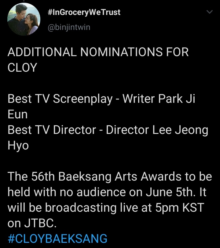 the show also bagged 8 nominations for 7 categories at baeksang awards