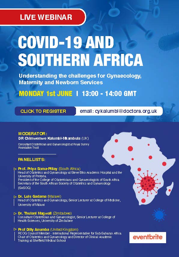 dillyanumba's tweet photo. Looking forward to discussing the Maternal and Newborn and Gynaecology health issues and challenges in Southern Africa posed by COVID-19 on 1st June 2020. @PRIMEGlobalH @NIHRresearch @RCObsGyn #healthcare #COVID19SouthAfrica #COVID19 https://t.co/11AKH6KA65