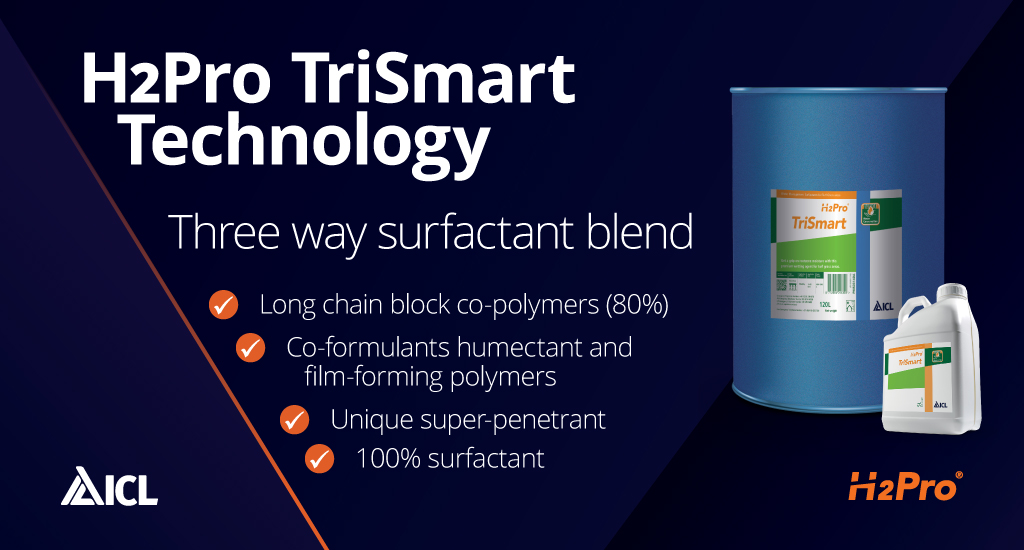 H2Pro TriSmart is a premium wetting and water conservation agent, manufactured and developed by ICL, proven by trial work around the world.A thread.1/6