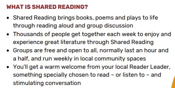 Shared Reading launches at MindSpace 📚📖 Shared Reading brings books, poems and plays to life through reading aloud and group discussion. Friday 22 May at 3pm. To book your place, email info@mindspacestamford.com
#connect #storytelling #mentalhealth #wellbeing #books #pause