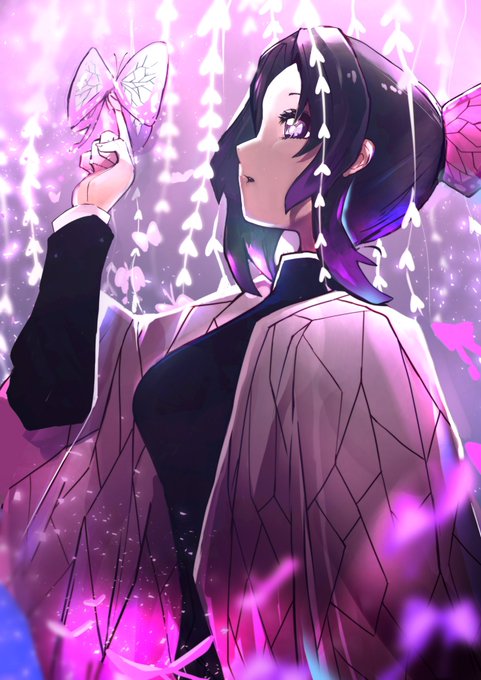 おかけーさんがTwitterに投稿した胡蝶しのぶ(鬼滅の刃)のイラスト。