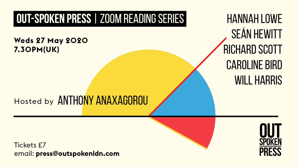 Outspoken_Press's tweet photo. 📣UPDATE—Zoom Reading—27 May📣 

We believe it’s important to pay artists, esp now, but we received a number of emails requesting a reduced price. 
While all poets will be paid for their time &amp; work, we also recognise that times are hard for many so have reduced the price to £7. https://t.co/a8fo94FYxb