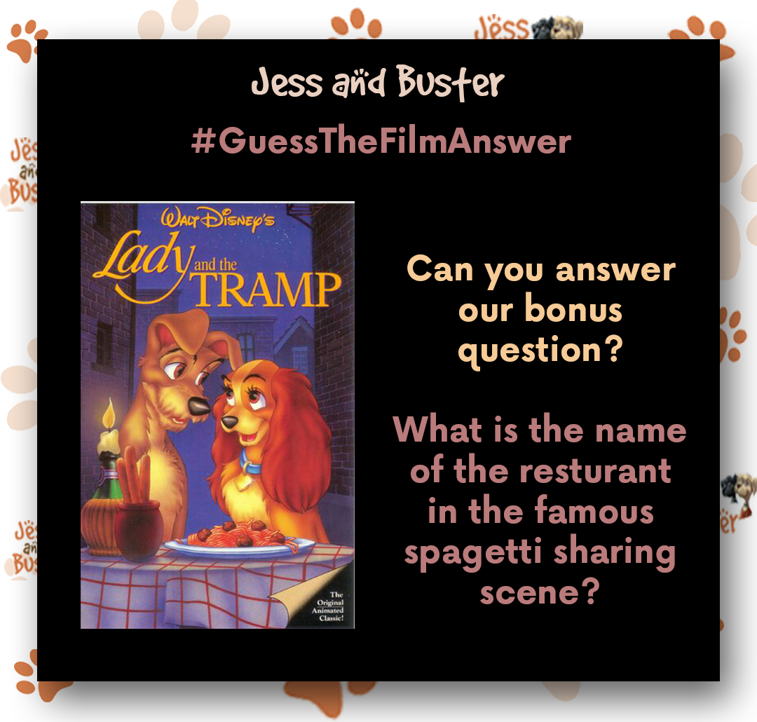 BusterJess's tweet image. Congratulations if you correctly guessed the answer to our #guessthefilm! The answer was 'Lady and the Tramp', one of our Disney favourites. 

Can you guess the answer to our BONUS QUESTION? 

#guessthefilm #game #film #quiz #fun #LadyandtheTramp #DogLover