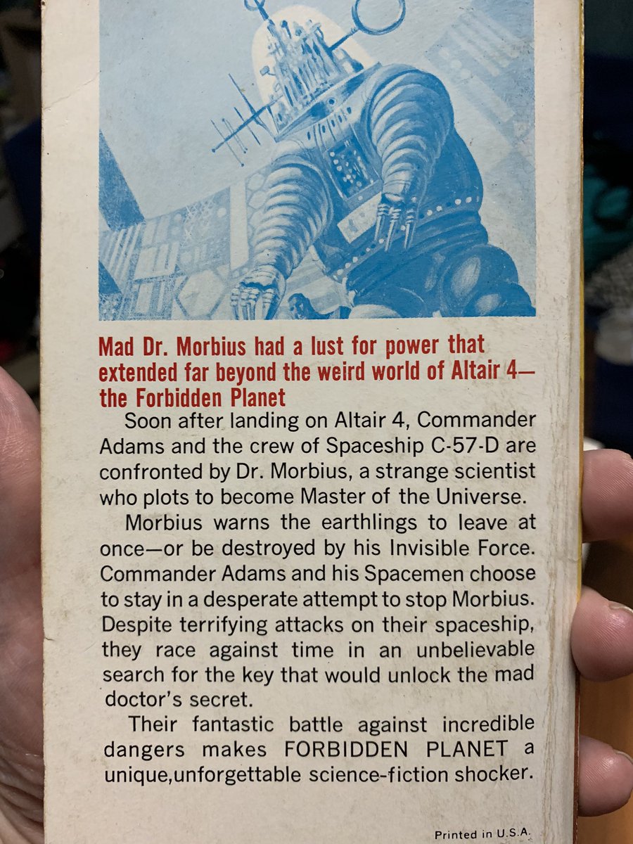 patokon's tweet photo. #dailypaperback 037
Forbidden Planet
By W.J. Stuart
Paperback Library 1956

#sciencefiction #classicsf #robbytherobot #robots #movie https://t.co/YecOlXC2wD