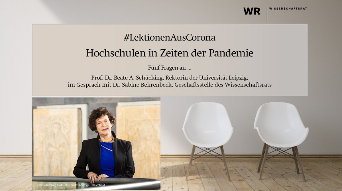 WissRat's tweet photo. „Die Zukunft ist hybrid.“ Warum Lehre, Forschung und Verwaltung künftig digital und analog funktionieren müssen. Beate Schücking, Rektorin @UniLeipzig, in der @WissRat- 🎬 Interviewreihe #LektionenAusCorona: https://t.co/8NUQCWTCp2 #SocialDistancing https://t.co/S4Aon7jEYS