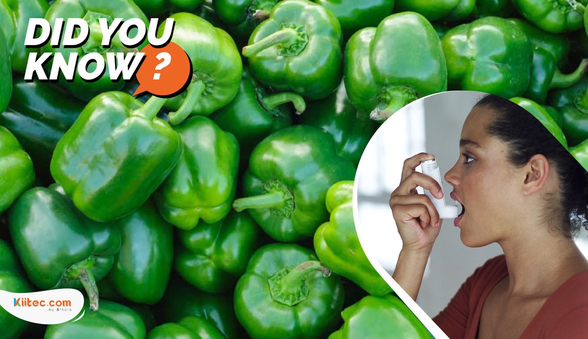 Kiitec__NG's tweet photo. Did you know that Asthma patients can strongly benefit from green bell peppers? 
This is because they are full of phytonutrients, which are special group of plant compounds with the ability to relax respiratory passage &amp; also reduce panting.

#schoolreopening #schoolsreopening https://t.co/ZTo6dn3KM0
