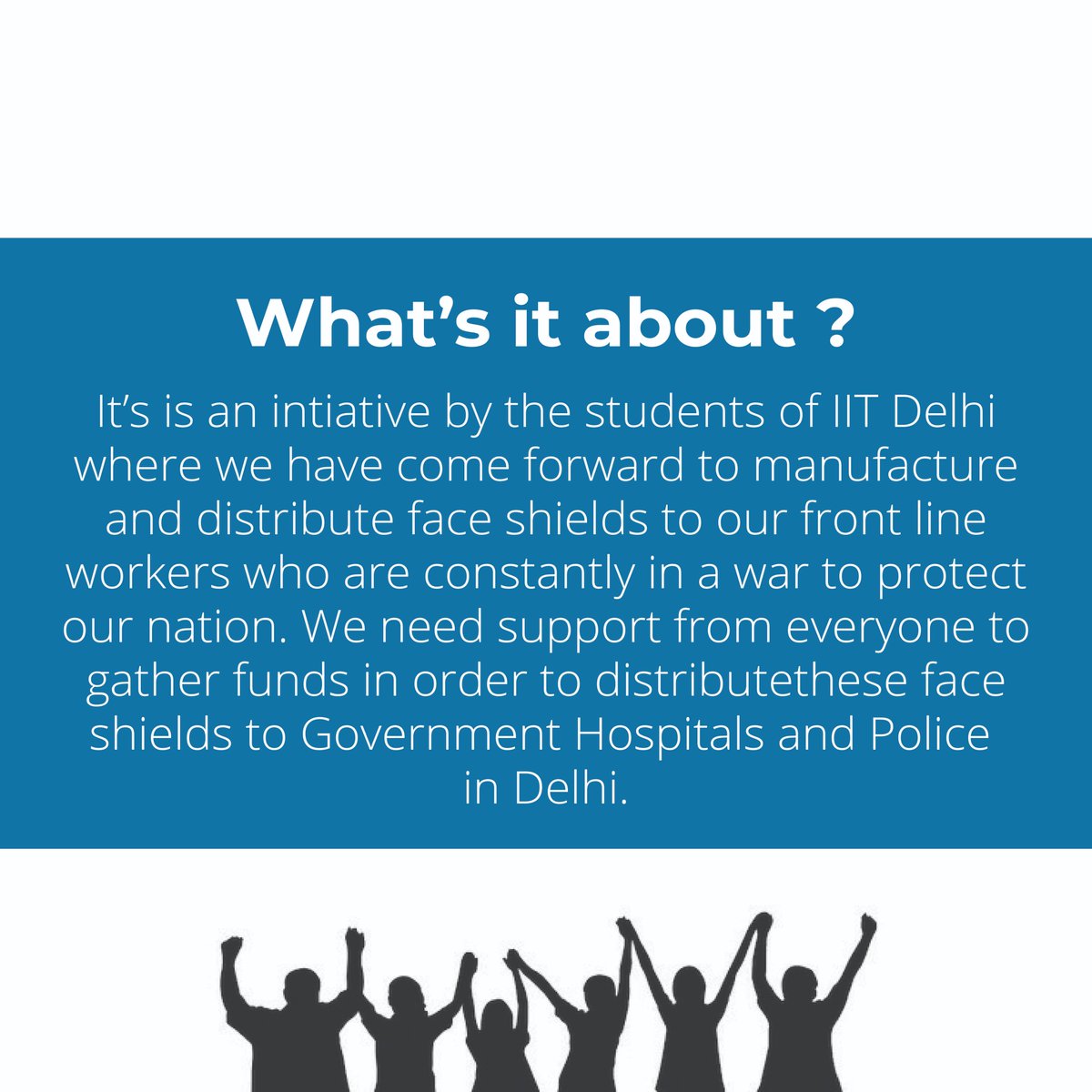 EnactusIITD's tweet photo. Enactus IIT Delhi started with different #Covid_19 initiatives, one of the important being providing Cheap, Affordable &amp; Quality Face-Shields to our Frontliners. We are halfway through our campaign #TogetherWeCare. 
But there's still a lot to achieve.
@investindia @fundsforngos https://t.co/ck445qGuou
