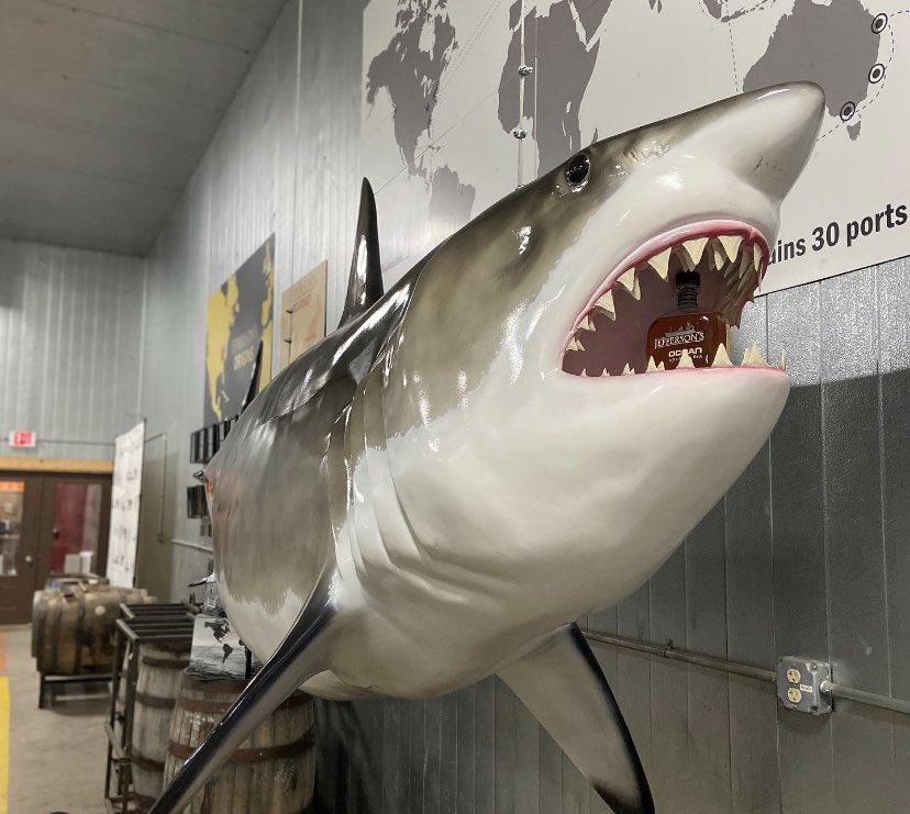 KentuckyArtisan's tweet photo. Jefferson the shark misses you. And so do we! Stay tuned for details on our reopening. In the meantime, visit us for curbside carryout Thurs, Fri & Sat from 1-4pm. Pick up some #JeffersonsBourbon #WhiskeyRow #Bourbon #BillyGoatStrut #Whiskey & Hand Sanitizer! #DistillinAndChillin https://t.co/vpG5k1IaZI