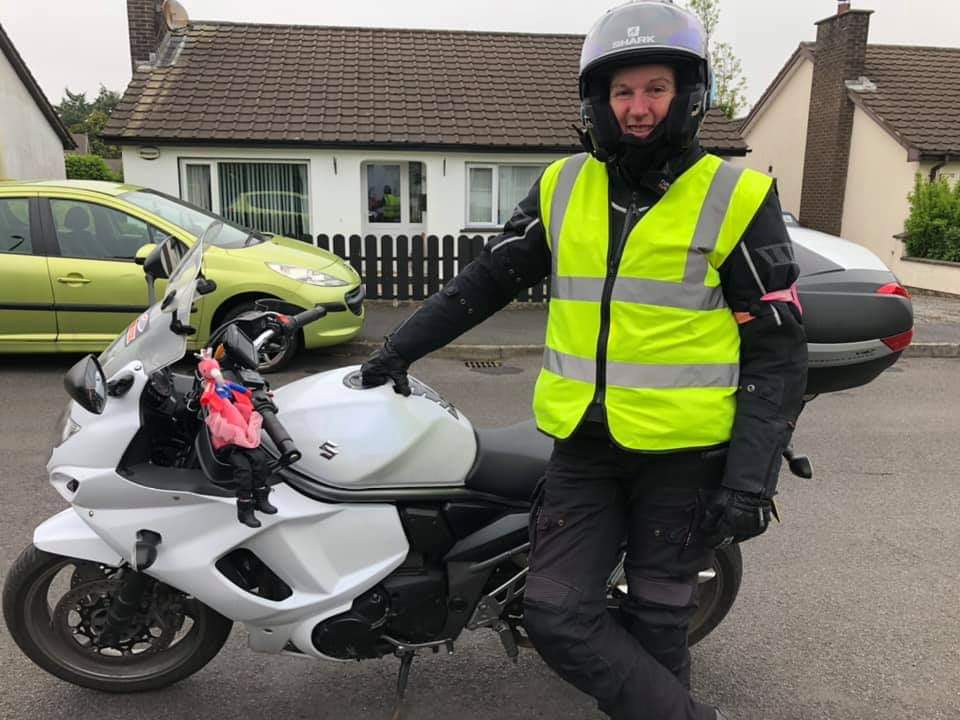 TeamVBG's tweet photo. PPE & PPE is the order of the day and of course the #PPE FIFI flamingo at one of our scrubs makers pickup point ! As we said we will be here as long as needed and we are still delivering those urgently required #perscriptions! 🏍 #teamvbg https://t.co/2xvqgVEmqo #vetted #riders https://t.co/4m4p8Plsrf