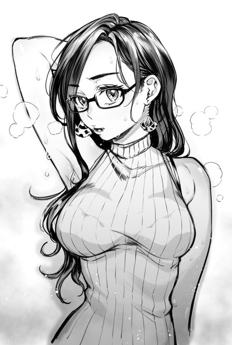 セクシーポーズをするふりをしつつ脇の匂いをチェックする女 