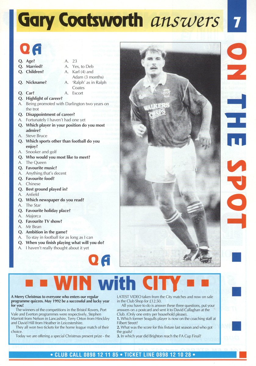 LCFCprogs's tweet photo. 2/2
On The Spot: Gary “Ralph” Coates provides the answers; #AliMauchlen and #TedMcMinn provide firm evidence that the “foot up” rule isn’t quite as flexible these days; and #CliveWalker is the #Brighton Man to Watch – did he ever look sub-35?
FT: 2-1
#LCFC https://t.co/yJ336cUyyo