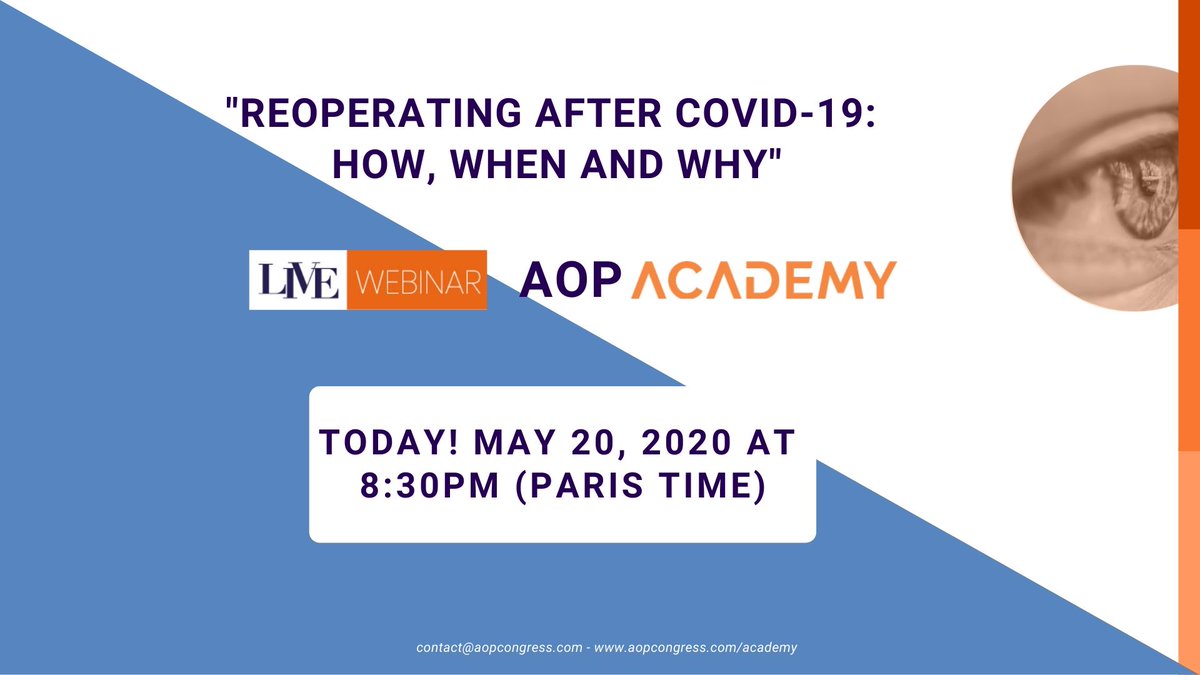 aopcongress's tweet photo. - LIVE WEBINAR TODAY -
Our French experts will tackle the issue of reoperating patients after Covid-19: how, when and why return to surgery?
Connect at 8:30 PM (Paris time) on AOP Academy: https://t.co/uY7ZNqV270 https://t.co/7p9fnn92CJ