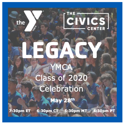 ymca's tweet photo. ATTN: #Classof2020! On 5/28, @ymcayag will host a Senior Celebration featuring guest speakers, interactive prompts, and a virtual voter registration drive. Invited speakers include Olympians, Governors, YMCA Leaders, and more! #graduates Register at https://t.co/1AxbgATh2d https://t.co/Jav0MnLryA
