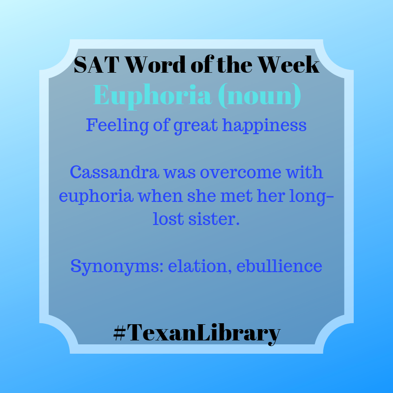 SRTexanLibrary's tweet photo. We may not be at school, but #TexanLibrary is still dedicated to helping prepare SRHS students to be #CollegeCareerAndWorldReady Here is the Wednesday #SATWordoftheWeek because normal life will resume eventually... #pisdREADS https://t.co/a0ZWZN45aP
