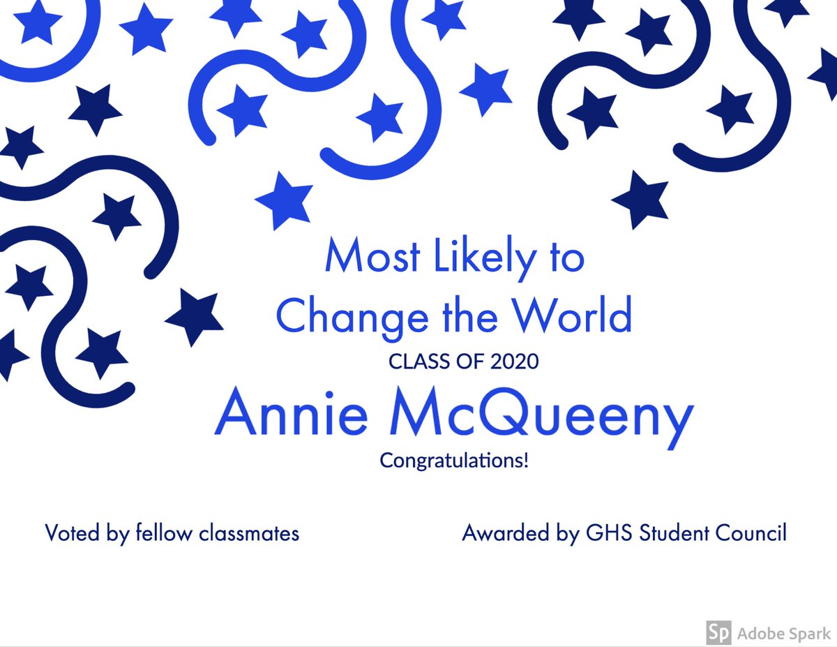 SENIOR SUPERLATIVES:
the votes are in!! Most likely to change the world goes to...