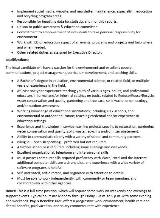 KeepMidlandBeautiful (@kmb_tweets) on Twitter photo Want to Join in the Fun at KMB? We are hiring! We are currently seeking an Education and Outreach Coordinator!
Send your resume to kmb@keepmidlandbeautiful.org
#teaching #volunteers #midlandtx #westtexas #permianbasin #keepmidlandbeautiful Want to Join in the Fun at KMB? We are hiring! We are currently seeking an Education and Outreach Coordinator!
Send your resume to kmb@keepmidlandbeautiful.org
#teaching #volunteers #midlandtx #westtexas #permianbasin #keepmidlandbeautiful