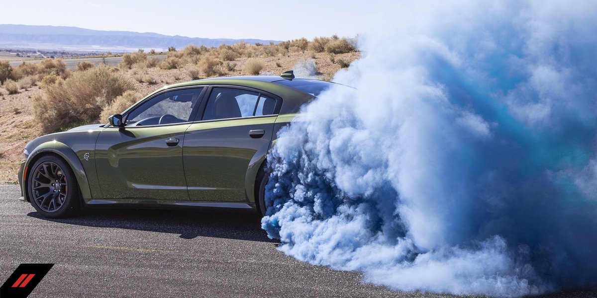Dodge's tweet photo. How a Hellcat marks its territory. https://t.co/lXM4Q88Mxk