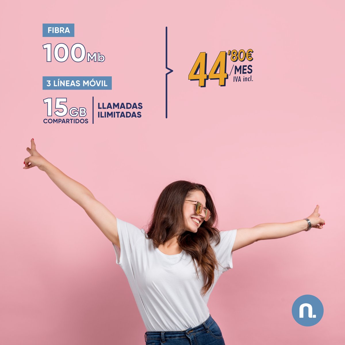 NetllarAlcorcon's tweet image. ¡COMBINA TU 𝗙𝗜𝗕𝗥𝗔 NETLLAR CON LAS MEJORES 𝗧𝗔𝗥𝗜𝗙𝗔𝗦 𝗠𝗢𝗩𝗜𝗟𝗘𝗦 Y AHORRA!
✅ Fibra 100Mb
✅ 3 Líneas Móvil
✅ 15GB Datos Compartidos
✅ Llamadas Ilimitadas
💥Por solo 𝟒𝟒,𝟖𝟎€/𝐦𝐞𝐬 IVA incluido💥

Más info en nuestra web netllar.es/fibra-movil