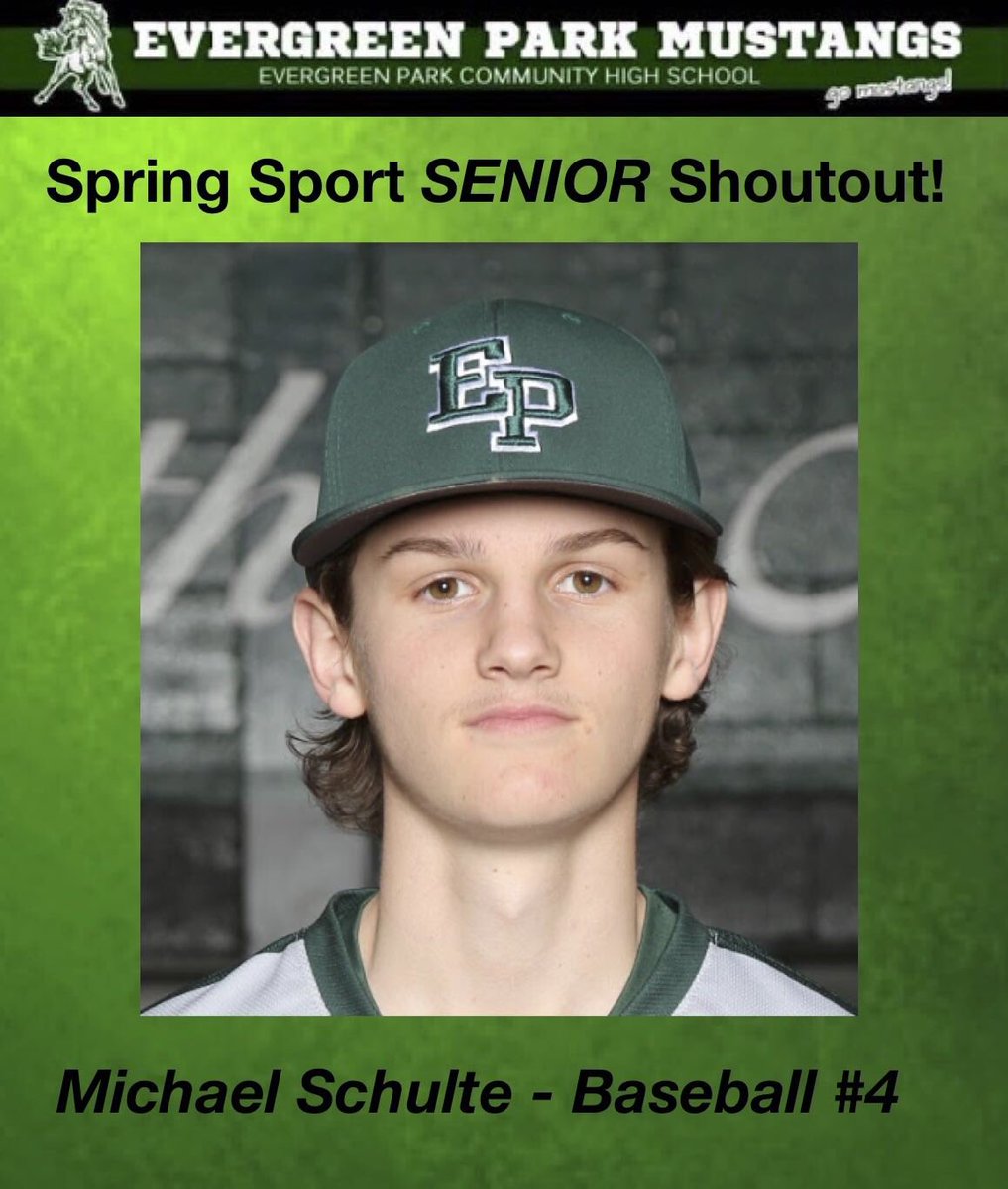 EPCHSAthletics's tweet photo. Hey Mustangs we have a #SpringSeniorAthletes shoutout for Michael Schulte #4 Baseball ⚾️ so get the #Retweets going &amp; show your #MustangPride for Michael &amp; all our Spring Senior Athletes @EPCHSBaseball @epchs231 https://t.co/UtBQtFVIu1