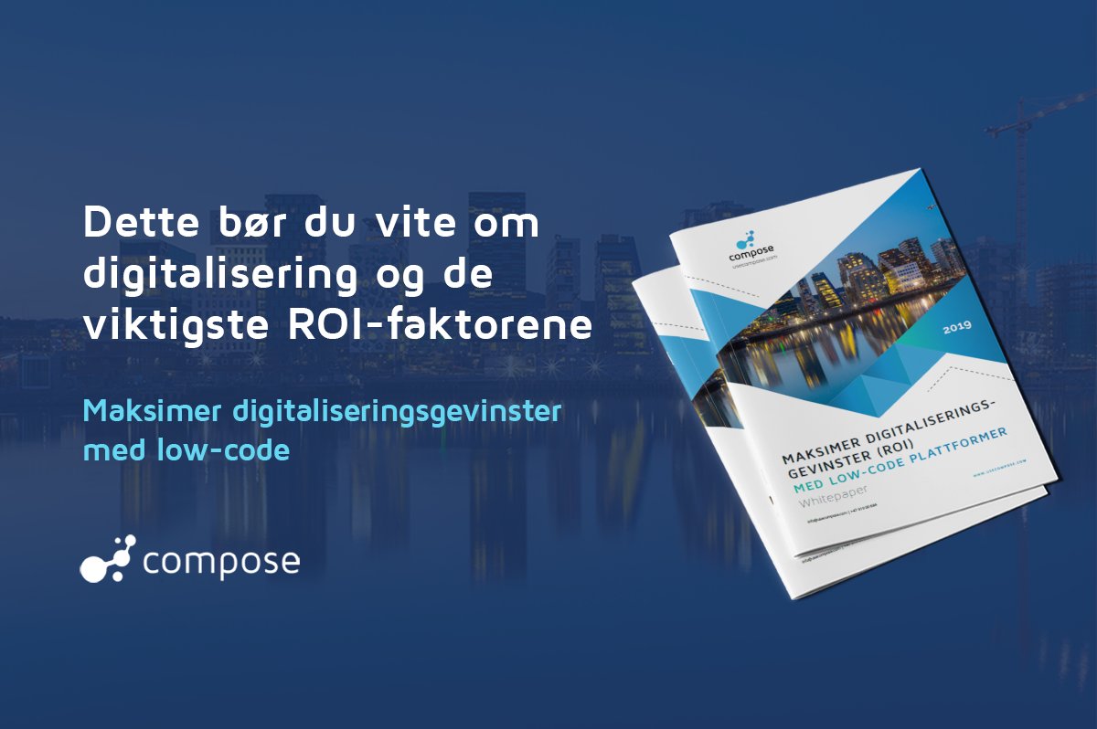 ComposeSoftware's tweet image. Lurer du på hvordan du kan…?
- Senke utviklingskostnader
- Øke leveransekapasitet
- Gi bedre tjenestekvalitet
- Muliggjøre digital transformasjon

usecompose.com/whitepaper-roi…