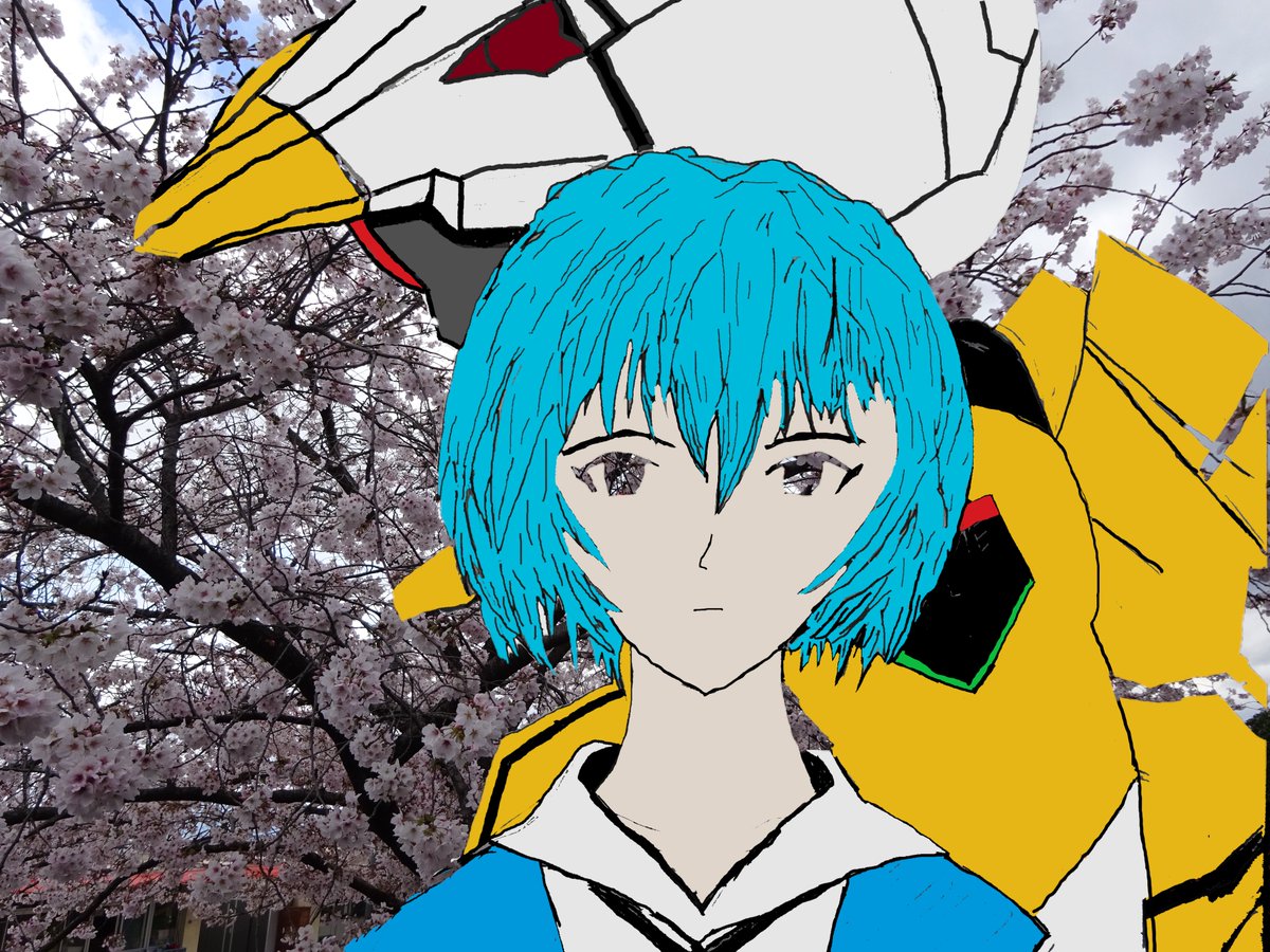 Ryuryu イラスト練習中 Ryuryu成長の軌跡 パート1 左上から時計回り エヴァンゲリオン エヴァ零号機 綾波レイ ロンギヌスの槍 Atフィールド To Be Continued