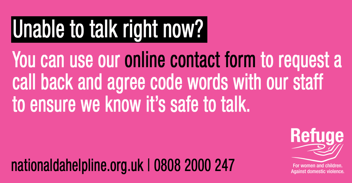 RefugeCharity's tweet photo. We know it may be even harder at the moment to find a safe time to call our National Domestic Abuse Helpline team. If safer you can fill out a form on our website to arrange a call-back time: https://t.co/2GD8tLN4BP https://t.co/en3eA3Jyat