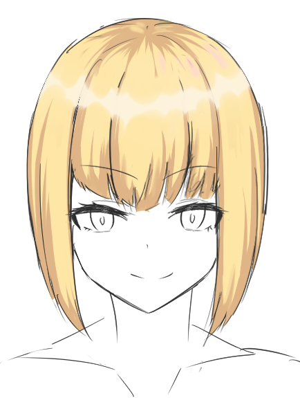 正面顔はかなり髪の塗り良い感じになったな 