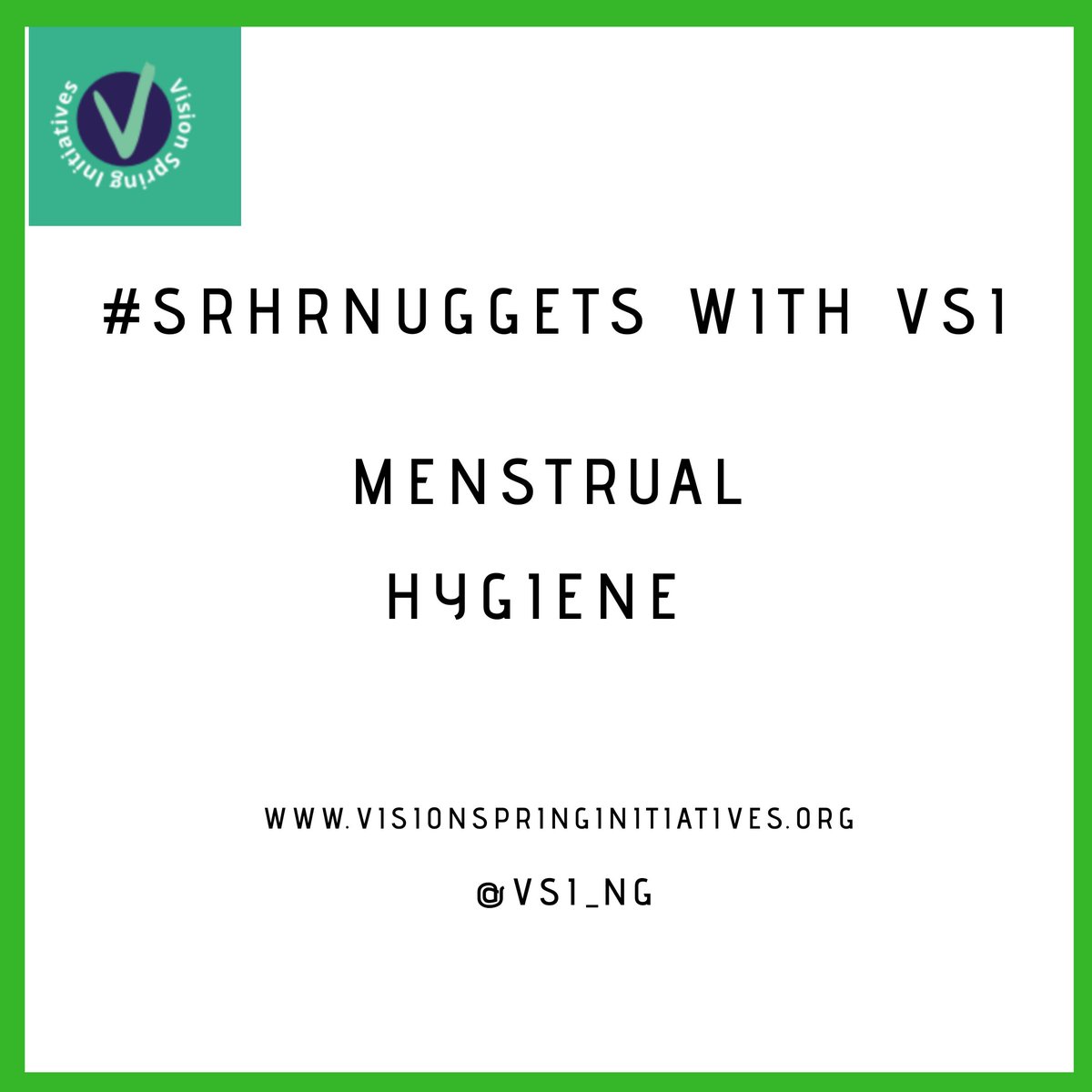 Hey guys! Welcome to another session of  #SRHRNuggetsWithVSI Today we will be discussing Menstrual Hygiene in commemoration of the Menstrual Hygiene Day 2020.  #ActsOnMenstrualHygiene