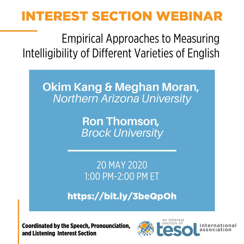PronSIG's tweet photo. Our dear friends from #SPLIS are organising a #webinar today with Okim Kang, Meghan Moran and Ron Thomson! 😍
Click on the link to read more about it & register:
https://t.co/MvgfipVZTP https://t.co/FJMNTDc6Ch