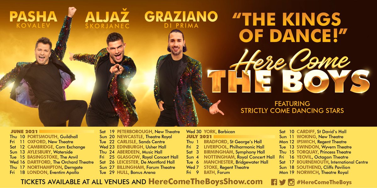 NEWS: Unfortunately, we've had to postpone the "Here Come The Boys" Live Tour shows until next year, but we have GREAT news for 2021!

<a href="/AljazSkorjanec/">Aljaz Skorjanec</a> and I, will now be joined by <a href="/GrazianoDiPrima/">Graziano Di Prima</a>!

herecometheboysshow.com/tourdates

Looking forward to seeing you all next year! 🕺🕺🕺