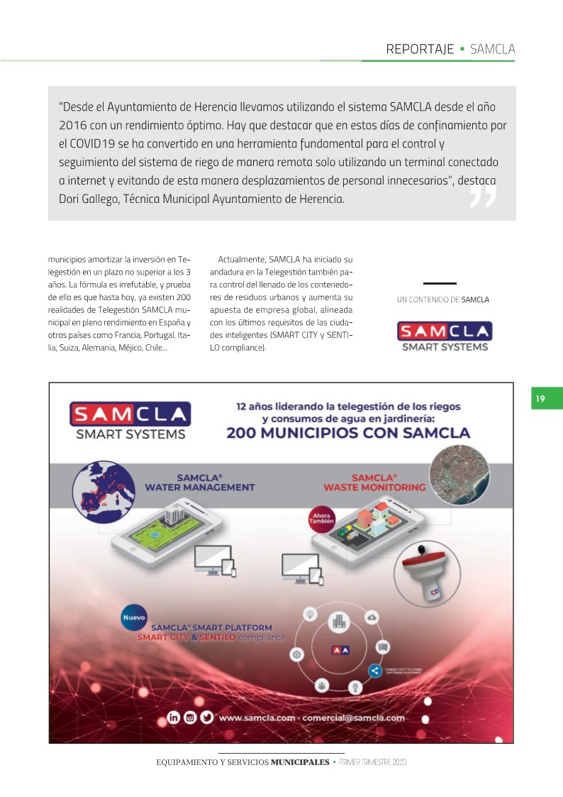 Desde SAMCLA queremos desearos salud en estos días tan complicados. A pesar de la difícil situación, también queremos valorar, agradecer y compartir las alegrías que nos animan a continuar adelante. Muchas gracias por la confianza!
#SmartCity #SmartCities #Municipal #Municipio
