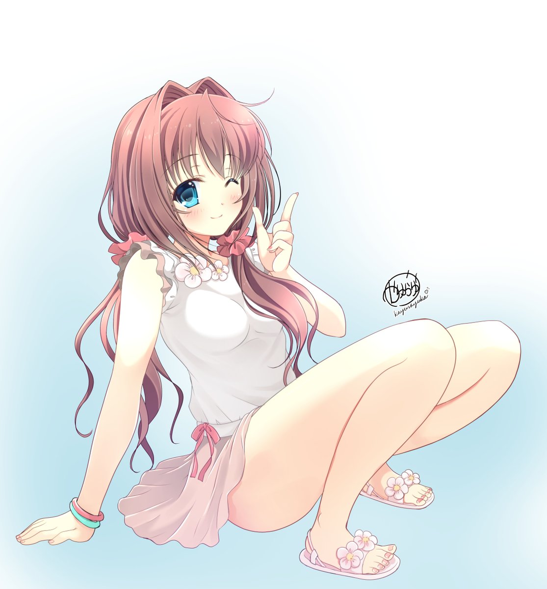 「(^_-)-♥ 」|🍓かゆらゆか🍓のイラスト