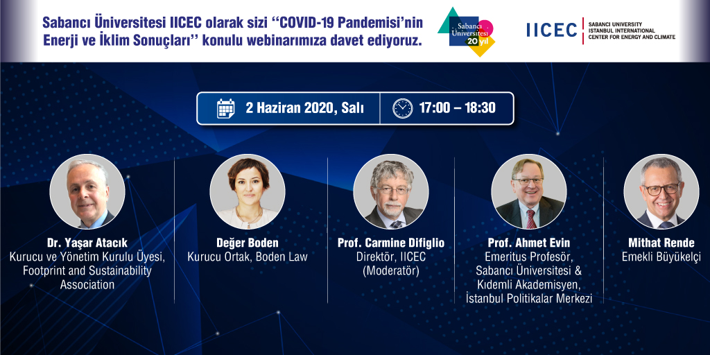 2 Haziran Salı günü saat 17:00'de düzenlenecek ''COVID-19 Pandemisi’nin Enerji ve İklim Sonuçları'' konulu #IICEC webinarına kaydolmak için tıklayınız: iiceconline.org #iicecwebinar