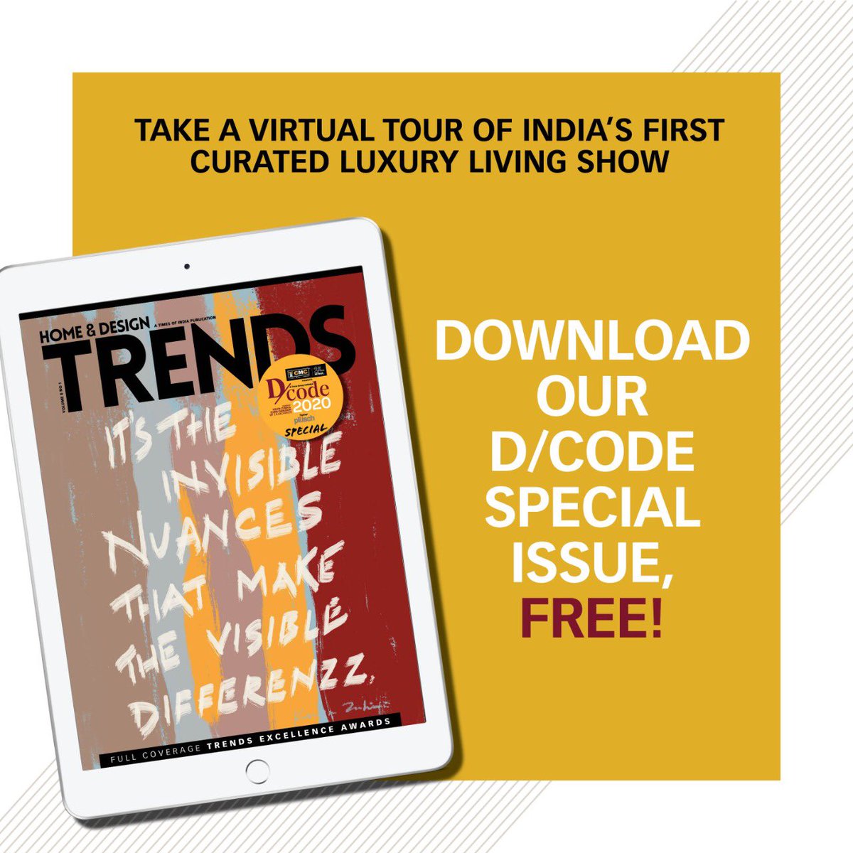 TRENDSMagIndia's tweet photo. #JourneyThroughDcode2020 in the comfort of your living room with the May issue of Home &amp; Design TRENDS. 
Click the link to download our FREE May issue: 

https://t.co/CE5RGWlUkd

#downloadnow #mayissue #digitalcopy https://t.co/IMLM7CinBa