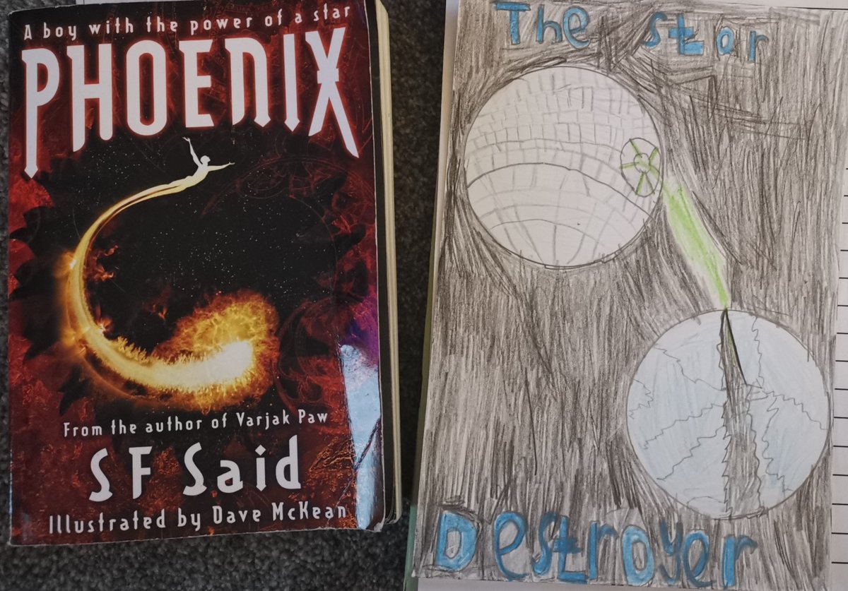 I set my <a href="/BarrowIslandSch/">Barrow Island</a> Grasmere class a challenge to design a new cover and title for the book they are reading at the moment. This was one of my Y4's designs for the cover of <a href="/whatSFSaid/">SF Said</a> 's Phoenix. I am now intrigued.