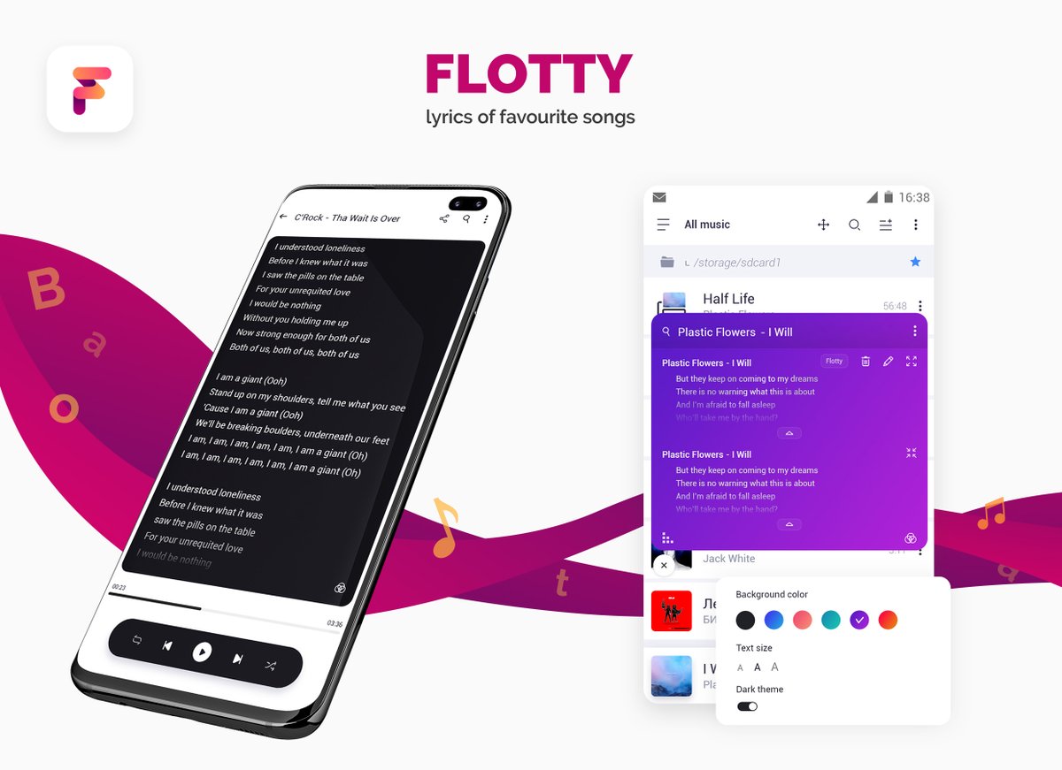 StellioTeam's tweet photo. New app Flotty 🥳

Find the text for the current playing track or it will show the text for the video being played on YouTube,  without entering the song name from the keyboard, try it.

Support one of our developers!

🔥 Pre-registration on Google Play -> https://t.co/l6D0n8qVyt https://t.co/e7vqlXiM2p