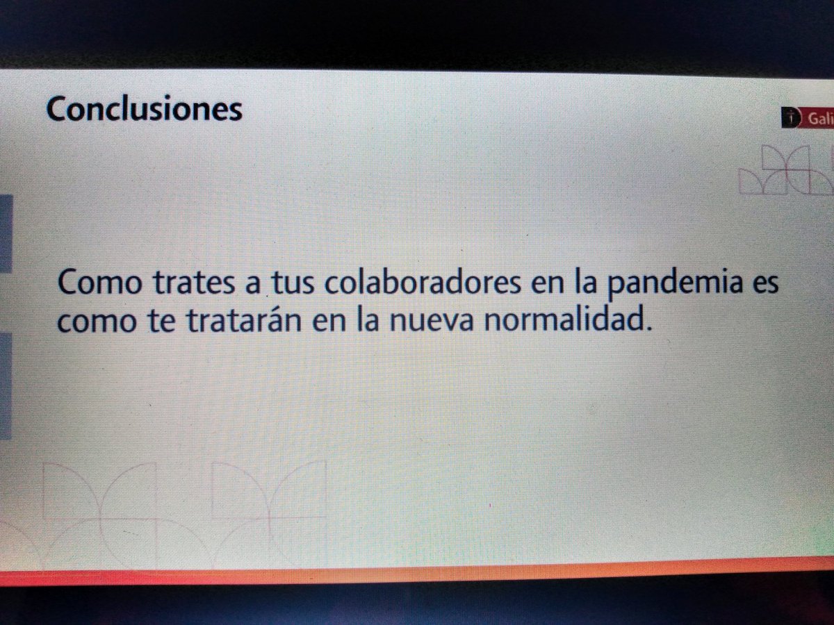 <a href="/rafaberges/">Rafael Berges</a> de <a href="/BancoGalicia/">Galicia</a> me encantó esta frase final que aplica a todo #HRDAYTheNewNormal
"Como trates a tus colaboradores en la pandemia es como te tratarán en la nueva normalidad" 
#changemanagement 
#Tendencias 
#gestionDeTalentos
@PDAProfile