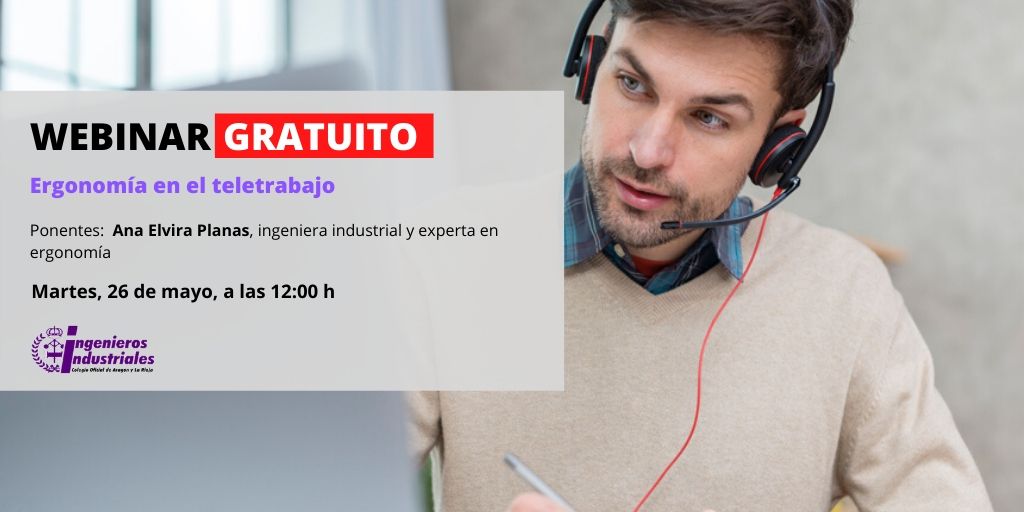 📢#webinarGRATUITO 

👉Ergonomía en el teletrabajo

📲 bit.ly/3g3jMXE

🗓️26/mayo
⌚️12.00 h
🧑‍🏫Ana Elvira Planas

#teleformación
#IngenierosIndustriales